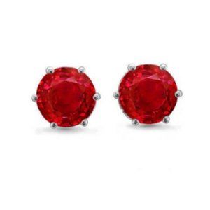 Swarovski 2 ctw Ruby Stud Earrings & Free Gift